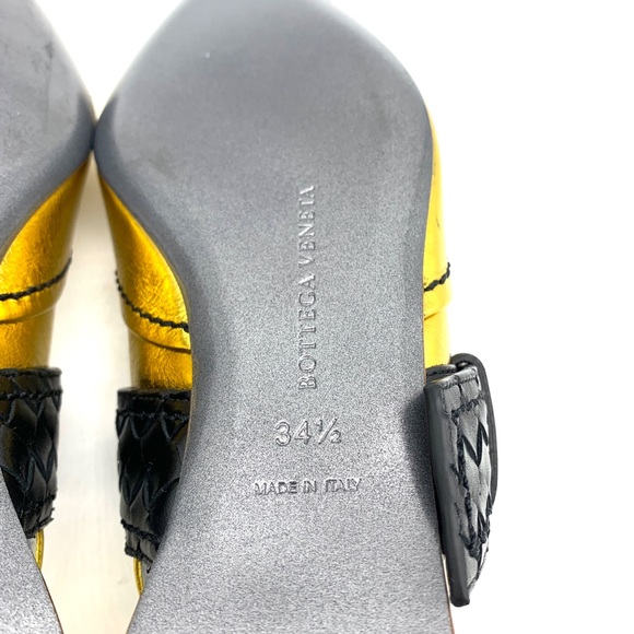 Bottega Veneta Gold Leather Ballet Flats Buckle Strap - Picture 7 of 11